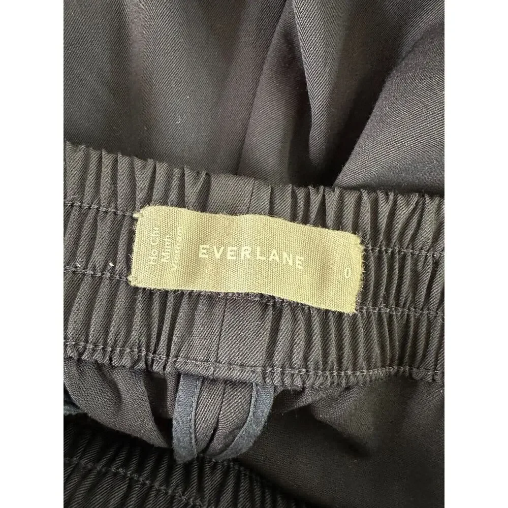 Everlane Black Italian GoWeave Easy Pull On 100% Lt Weight Wool Pockets Pant 0